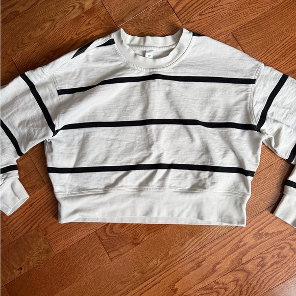 lululemon athletica Sweaters - lululemon athletica Cream & Black Striped Crewneck